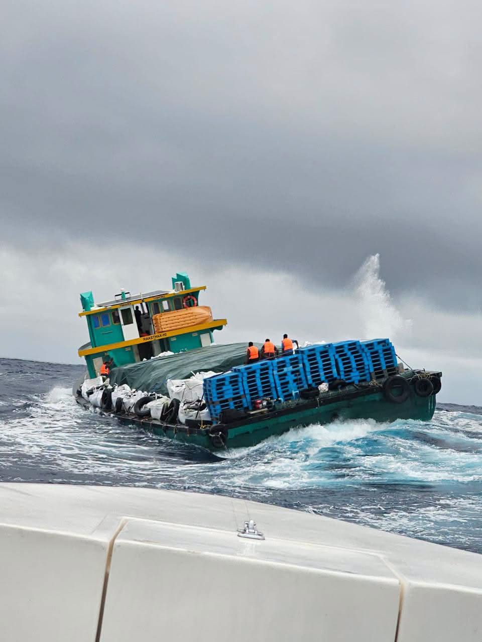 Police Assist Distressed Supply Vessel Taking On Water Near Fuvahmulah City